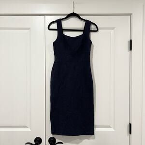 Banana Republic Women's Chambray Navy Sleeveless Pencil Dress Size 4 Petite‎